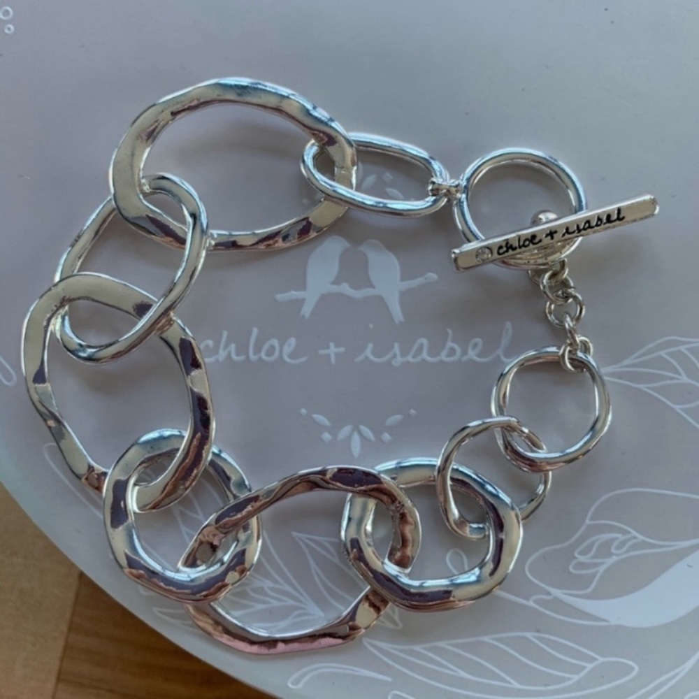 LAST CHANCE Chloe + Isabel Silver Organic Link Toggle Bracelet - Picture 3 of 6